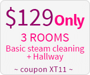 3 Rooms - Basic Steam Cleaning + Hallway, Only $129